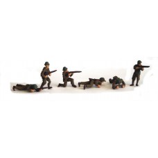 F253 6x WW2 Army Figures in action poses Unpainted Kit OO Scale 1:76 