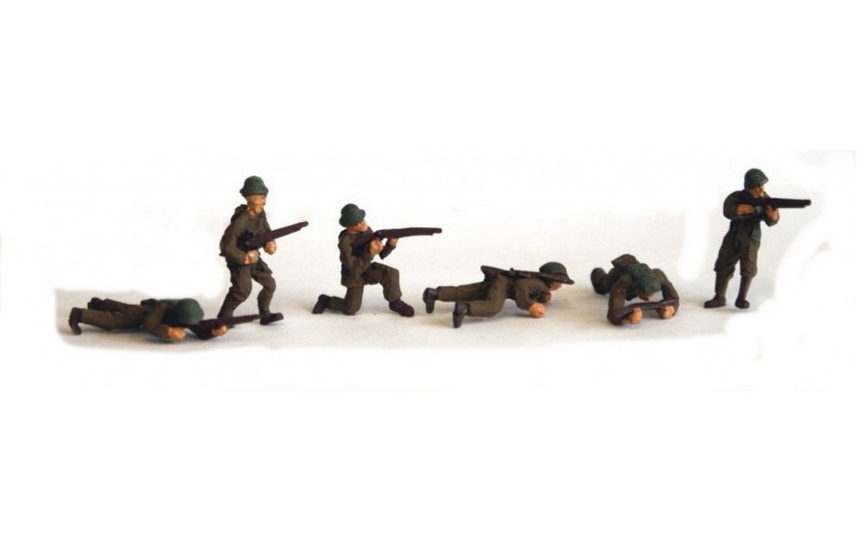 F253 6x WW2 Army Figures in action poses Unpainted Kit OO Scale 1:76 
