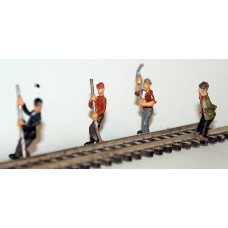 F260 4 Lineside men set2 3 track straighteners + pickaxe Unpainted Kit OO Scale 1:76 