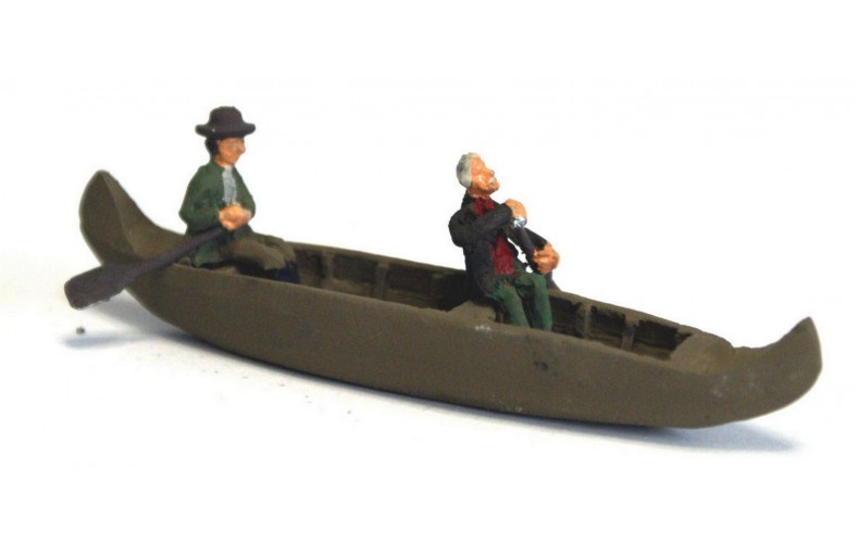 F265 Canadian Canoe and 2 paddling figs Unpainted Kit OO Scale 1:76 