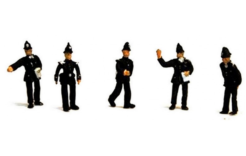 F281p Painted 5off Policemen /Traffic Bobbies. OO 1:76 Scale Model Kit