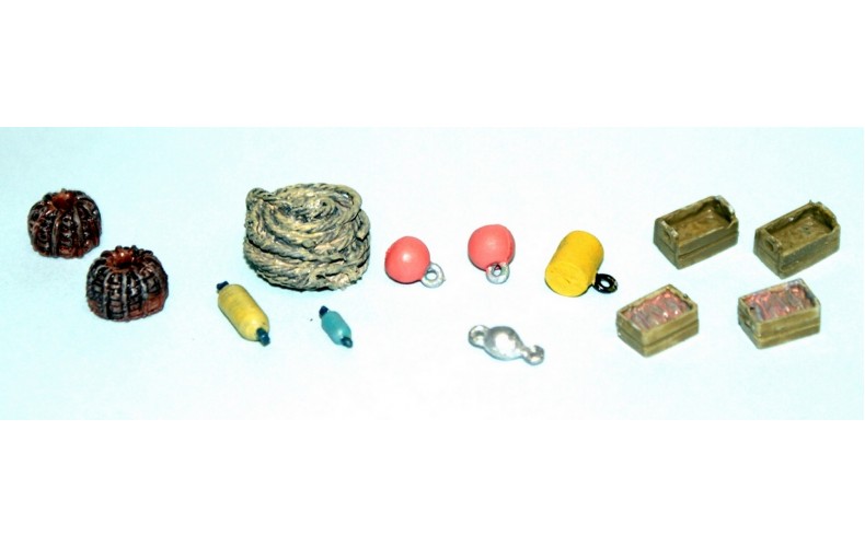 F294 Wharfside/Jetty Clutter (rope, bouys, fenders) F294 Unpainted Kit OO Scale 1:76