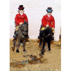 F34ap Painted Hunt Scene 2 mounted riders OO 1:76 Scale Model Kit