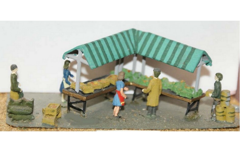 F3 Market scene & figures Unpainted Kit OO Scale 1:76 