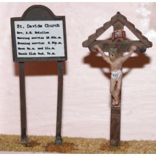 F41 Church Notice Board & Crucifix F41 Unpainted Kit OO Scale 1:76