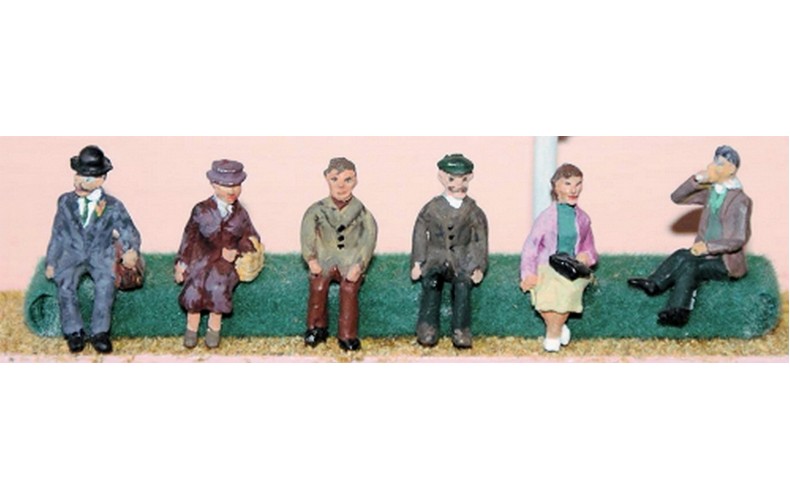 F51 6 x 1950's seated figures Unpainted Kit OO Scale 1:76 