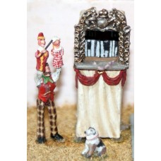 F55p Painted Punch & Judy Tent and Figures OO 1:76 Scale Model Kit