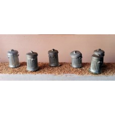 F62 6 x Dustbins F62 Unpainted Kit OO Scale 1:76