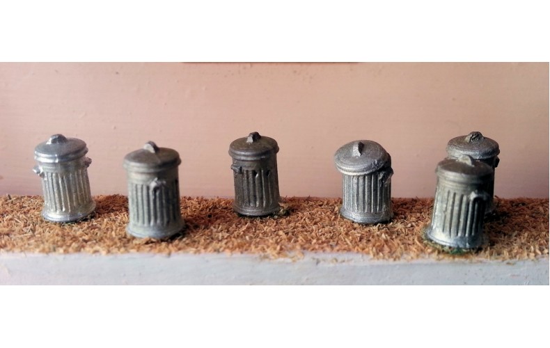 F62 6 x Dustbins F62 Unpainted Kit OO Scale 1:76