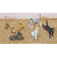 OO Scale - Unpainted 6 Assorted Dogs Langley F66 