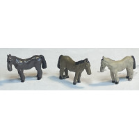 F72a 3 Pitt Ponies (unharnessed) or Field Ponies Unpainted Kit (OO/HO Scale 1/76th)