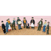 F9p Painted Vic/Edw Working Class 10 Figures OO 1:76 Scale Model Kit