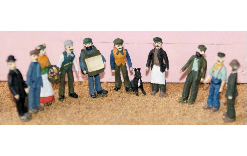 F9p Painted Vic/Edw Working Class 10 Figures OO 1:76 Scale Model Kit