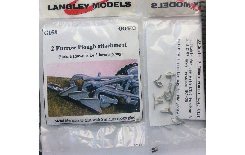 G158 Plough - 2 furrow (for farm tractors) Unpainted Kit OO Scale 1:76