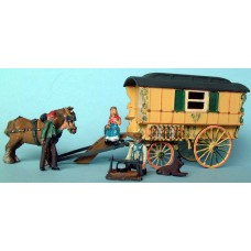 G16 Gypsy Caravan & camp fire Unpainted Kit OO Scale 1:76