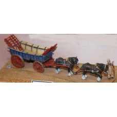 G26 Farm Cart, 2 shire horses & carter Unpainted Kit OO Scale 1:76