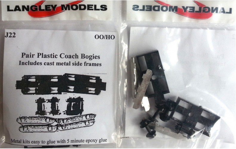 J22 pair plastic Coach bogies Unpainted Kit OO Scale 1:76