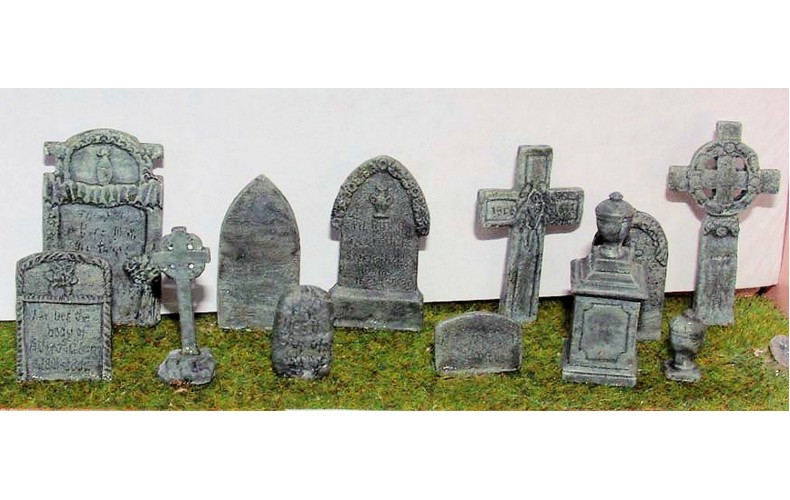 L25 Assorted Gravestones  Unpainted Kit O Scale 1:43