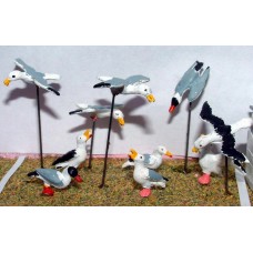 L28 10 Assorted Seagulls Unpainted Kit O Scale 1:43