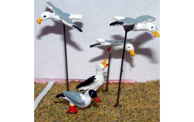L28p Painted 5 x assorted Seagulls O Scale 1:43