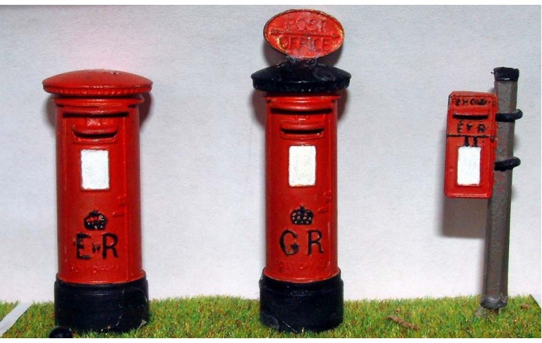 L2 Later Pillar Boxes - 3 assorted Unpainted Kit O Scale 1:43