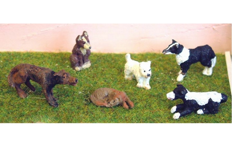 L30 6 Assorted Dogs Unpainted Kit O Scale 1:43