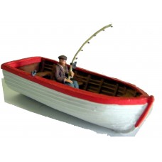 L34 Rowing Boat & Fisherman Unpainted Kit O Scale 1:43