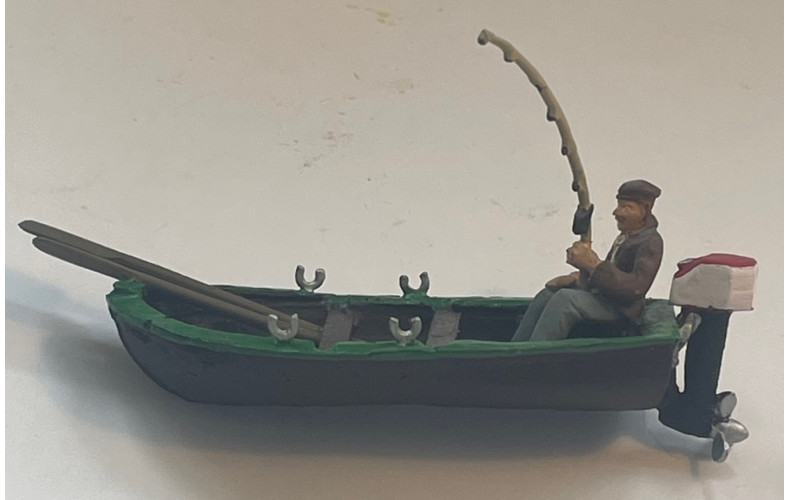 L34new Rowing Boat & Fisherman Unpainted Kit O Scale 1:43