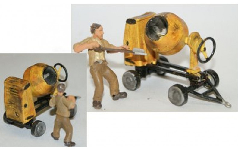 L51 Benford Cement Mixer (battered) + figure Unpainted Kit O Scale 1:43