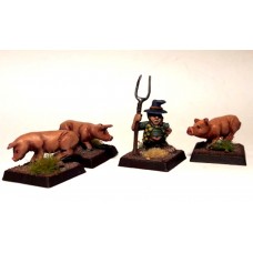 LMF15 Borderlands Farmer Pigs Unpainted 28mm Scale 