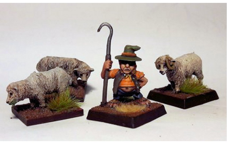 LMF17 Borderlands Shepherd 3 Sheep Unpainted 28mm Scale 