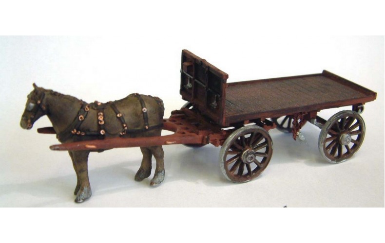 M23 Horse Drawn Railway Fladbed Wagon Unpainted Kit O Scale 1:43