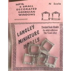 NP1b 6 small decorated Georgian Windows Unpainted Kit N Scale 1:148