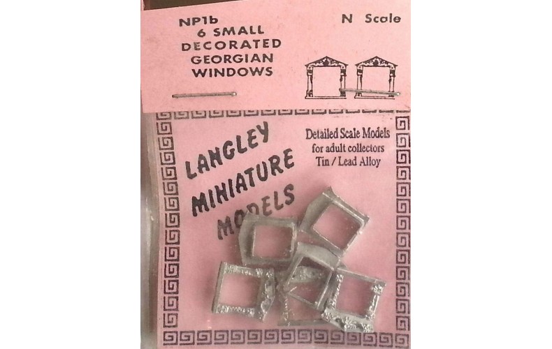 NP1b 6 small decorated Georgian Windows Unpainted Kit N Scale 1:148