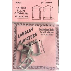 NP1c 4 large plain Georgian Windows Unpainted Kit N Scale 1:148