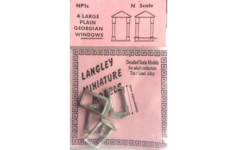 NP1c 4 large plain Georgian Windows Unpainted Kit N Scale 1:148