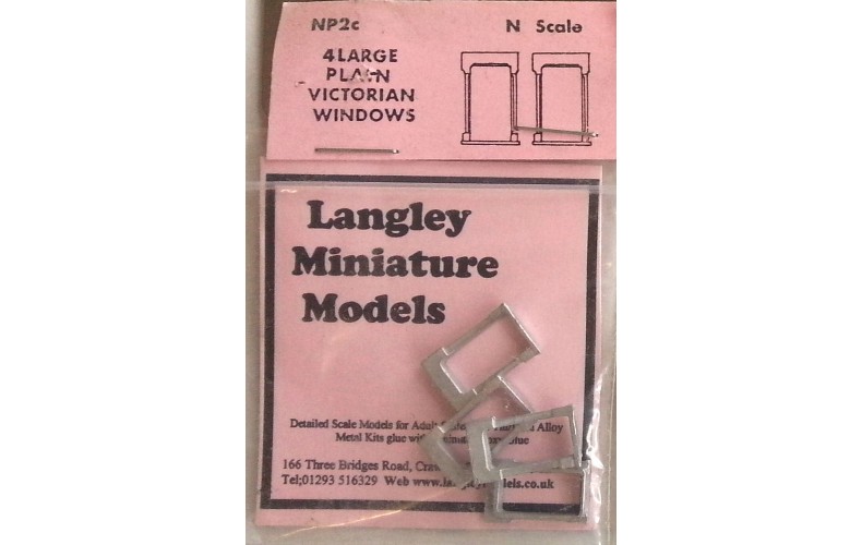 NP2c 4 large plain Victorian Windows Unpainted Kit N Scale 1:148