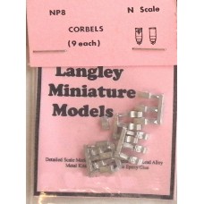 NP8 9 each Decorated & Plain Corbels Unpainted Kit N Scale 1:148