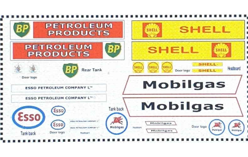 NT9 4 x different Bulk Fuel Tanker Decals for E36/37 (N scale 1/148th)