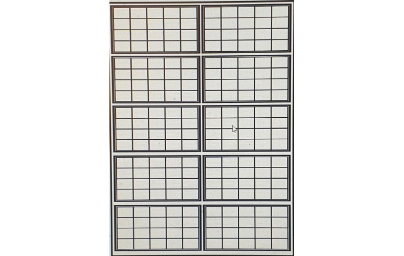 OC15a 20 pane Window Glazing Bars Large  Black (O scale 1/43rd)