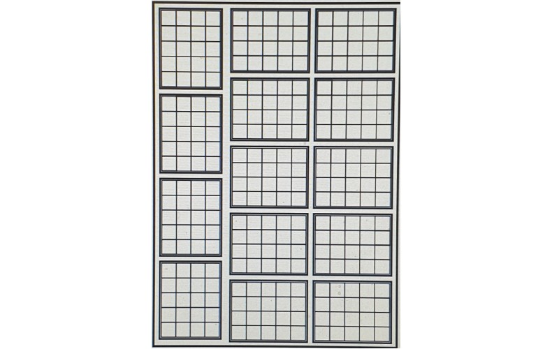 OC15d 20 pane Window Glazing Bars Small  White  (O scale 1/43rd)