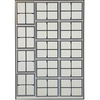 OC16c 4 pane Sash Window Glazing Bars Small  Black (O scale 1/43rd)