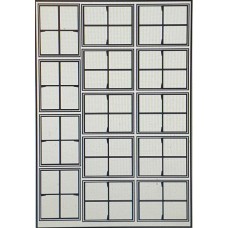 OC16c 4 pane Sash Window Glazing Bars Small  Black (O scale 1/43rd)