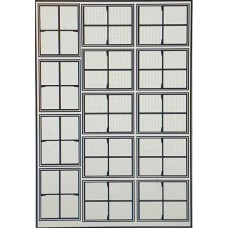 OC16d 4 pane Sash Window Glazing Bars Small  White (O scale 1/43rd)