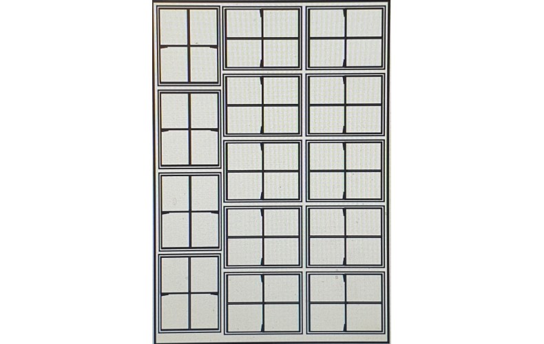 OC16c 4 pane Sash Window Glazing Bars Small  Black (O scale 1/43rd)