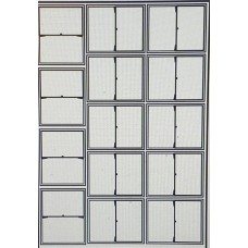 OC17d 2 pane Sash Window Glazing Bars Small  White (O scale 1/43rd)