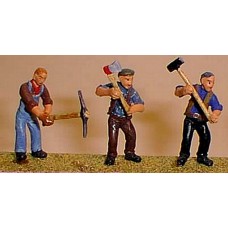 OF11 Workmen & tools(axe,sledgehammer,pick) Unpainted Kit O Scale 1:43