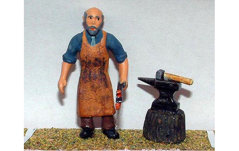 OF12 Blacksmith with Anvil & sundry tools  Unpainted Kit O Scale 1:43