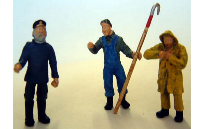 OF20p Painted 3 Trawlermen/Fishermen (O Scale 1/43rd)