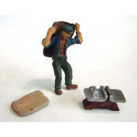 OF27p Painted Coal Merchant Coal Sack & Scales (O Scale 1/43rd)